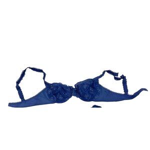 Womens Blue Lace Bra Size 34 B Cup First Brand Nylon & Polyester 55k
